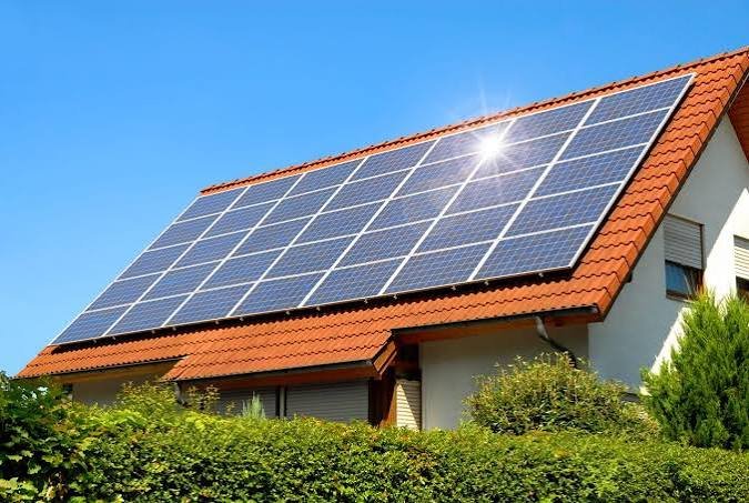 Solar PV panels installed on a UK house